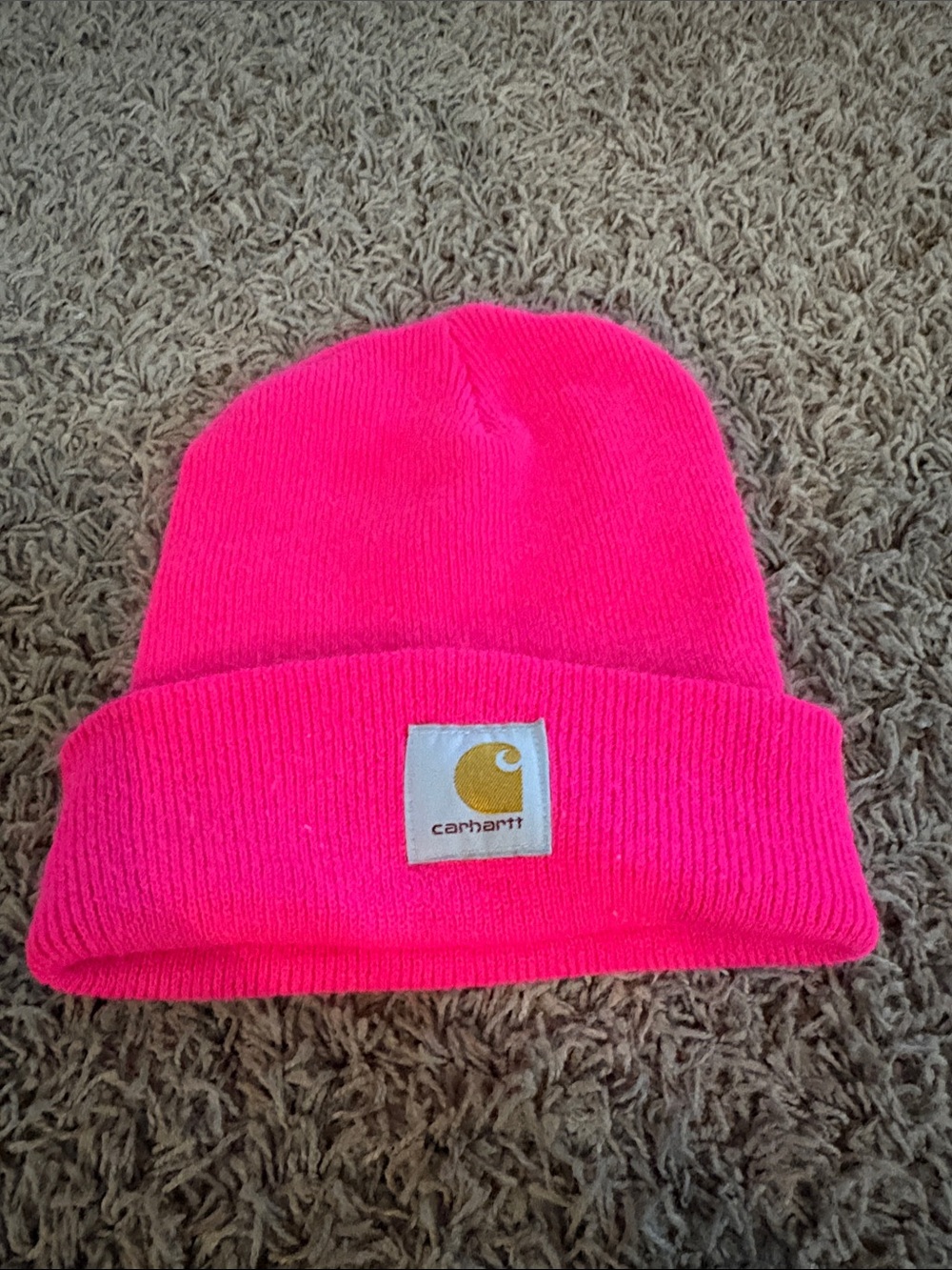 Carhartt Hot Pink Cuffed Beanie with Logo Patch